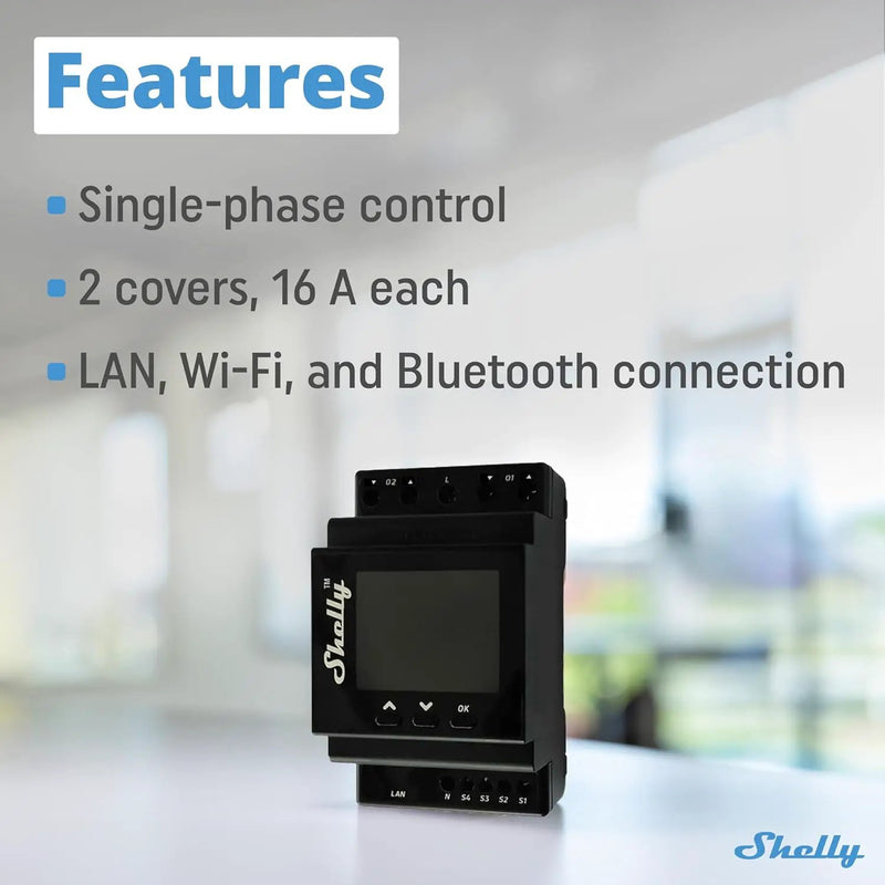 Shelly Pro Dual Cover/Shutter PM | LAN and Wi-Fi Connection, Professional DIN Rail Smart Dual Cover/Shutter Controller with 2 Covers 16 A Each | Home Automation | Precise Power Metering by GreenHaven Gardens
