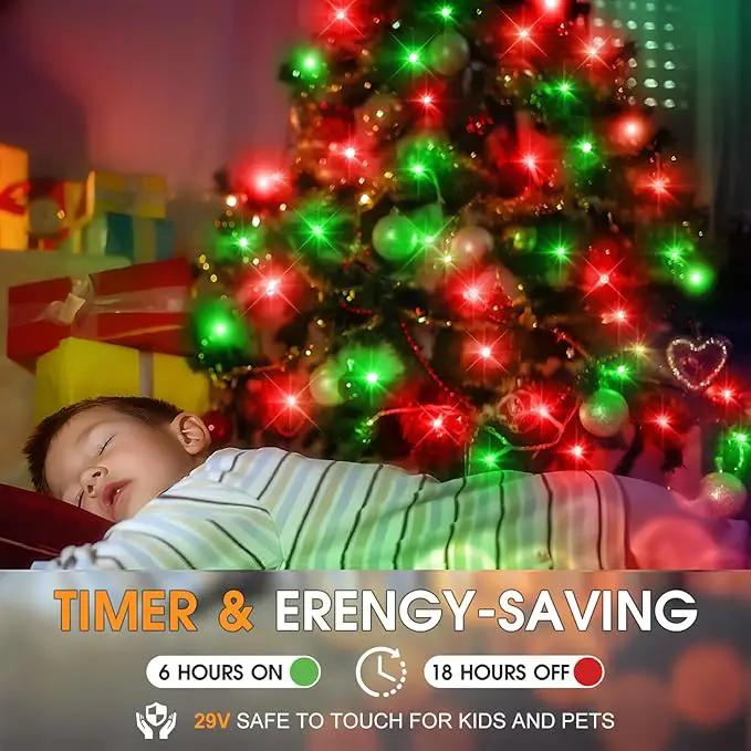 KNONEW 403FT 1000 LED Christmas String Lights Outdoor Green Wire Fairy Light 8 Modes & Timer Plug in Waterproof LED String Lights for Xmas Yard Tree Wedding Party Holiday Decorations (Red and Green) by GreenHaven Gardens