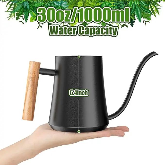 Green Moon Water Can Indoor Plant Black 35oz with Long Spout Mini Water Can Indoor Metal Watering Can Pot for Indoor House Plant Bonsai Outdoor Garden Flowers Modern Decorative by GreenHaven Gardens