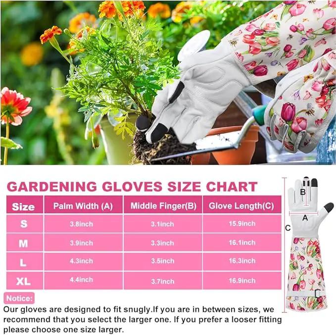 DLY Gardening Gloves for Women, Rose Gloves Gardening Thorn Proof, Long Garden Gloves for Women, Breathable Cowhide Leather Gauntlet(Large,White) by GreenHaven Gardens