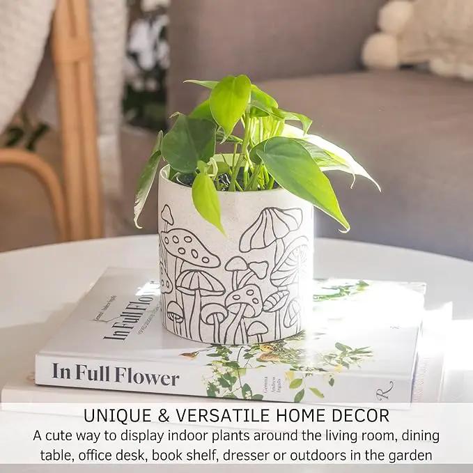 BASE ROOTS Mushroom Planter, Speckled White, Indoor/Outdoor, Holds Small Plants by GreenHaven Gardens