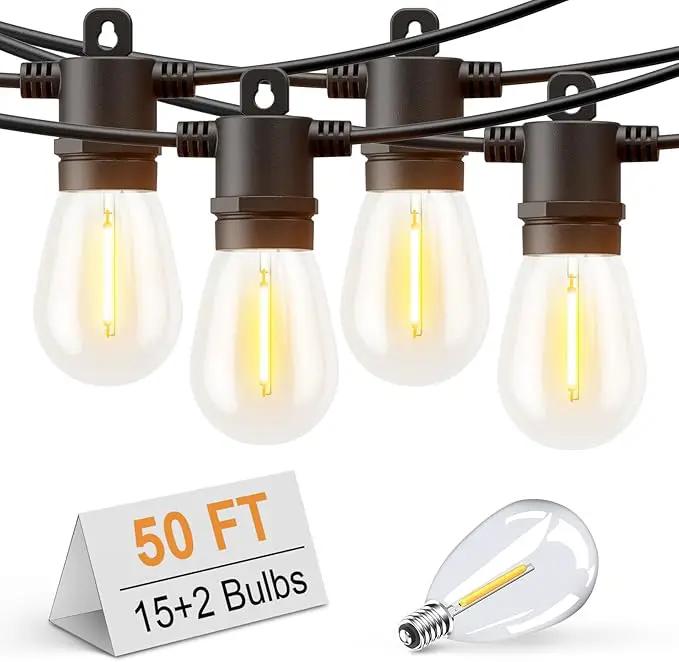 Svater Outdoor String Lights 50 FT, Patio Light for Outside with Shatterproof LED Bulbs, IP65 Waterproof Connectable Hanging Lights for Backyard, Bistro, Cafe, Balcony, Party, Black by GreenHaven Gardens