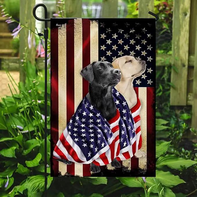 FLAGWIX Black And Yellow Labrador Retriever Flag - Outdoor Labrador Decorations, Garden Flag (11.5" x 17.5"), Heavy-duty Canvas Labrador Flag Double Sided Garden Décor by GreenHaven Gardens