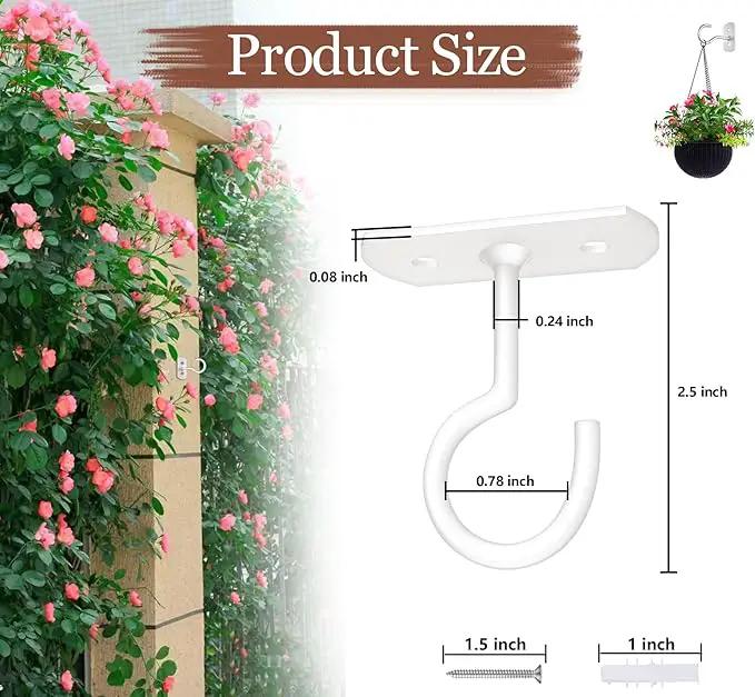 Ceiling Hooks for Hanging Plants 8P 2.5inches White by GreenHaven Gardens