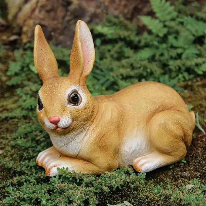 Hide a Key Rabbit Figurines Bunny Statue Polyresin Rabbit Ornament Rabbit Outdoor Garden Statue by GreenHaven Gardens