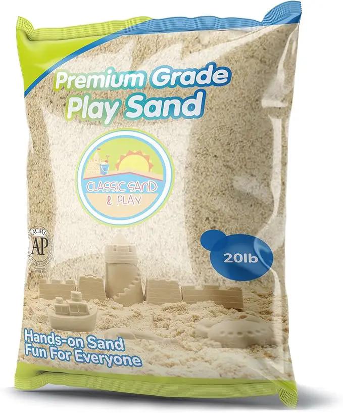 Classic Sand and Play Sand for Sandbox, Table, Therapy, and Outdoor Use, 20 lb. Bag, Natural, Non-Toxic, Wet Castle Building for Creativity and Stimulates Sensory Skills by GreenHaven Gardens