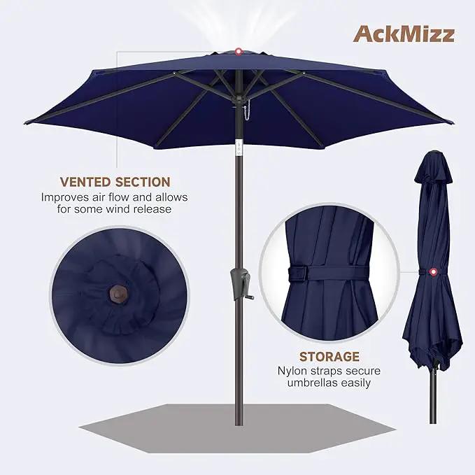 9ft Outdoor Patio Umbrella - Table Umbrella Waterprool UV Protection, Sombrillas de Patio with Push Button Tilt&Crank, Sun Umbrella for Pool, Porch, Garden, Deck, Backyard(Dark Blue) by GreenHaven Gardens