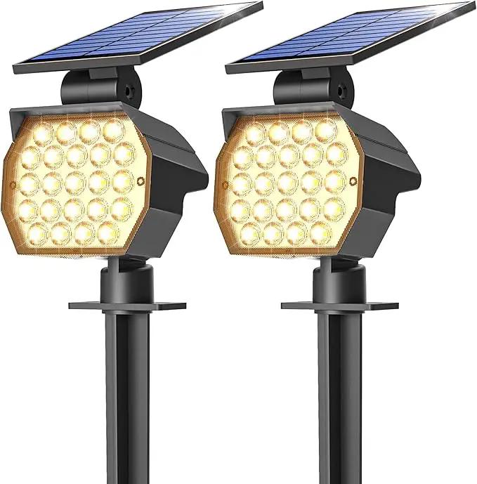 NIORSUN Solar Spot Lights Outdoor,23 LEDs Landscape Lighting with Auto On/Off and 3 Lighting Modes, IP67 Waterproof Spotlights,Outdoor Solar Lights for Yard Garden,2 Pack(Warm White) by GreenHaven Gardens
