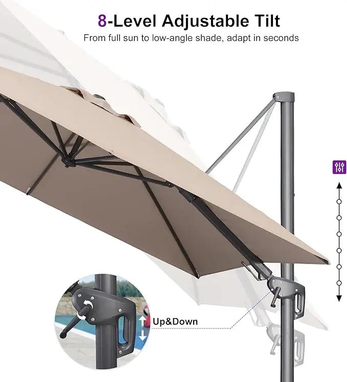 PURPLE LEAF 10' X 6.5' Left-right Tilting Outdoor Patio Umbrella Swivel Offset Cantilever Heavy Duty Rectangle Aluminum Umbrella with UV Resistant for Deck Pool Patio Backyard, Sand Dune by GreenHaven Gardens