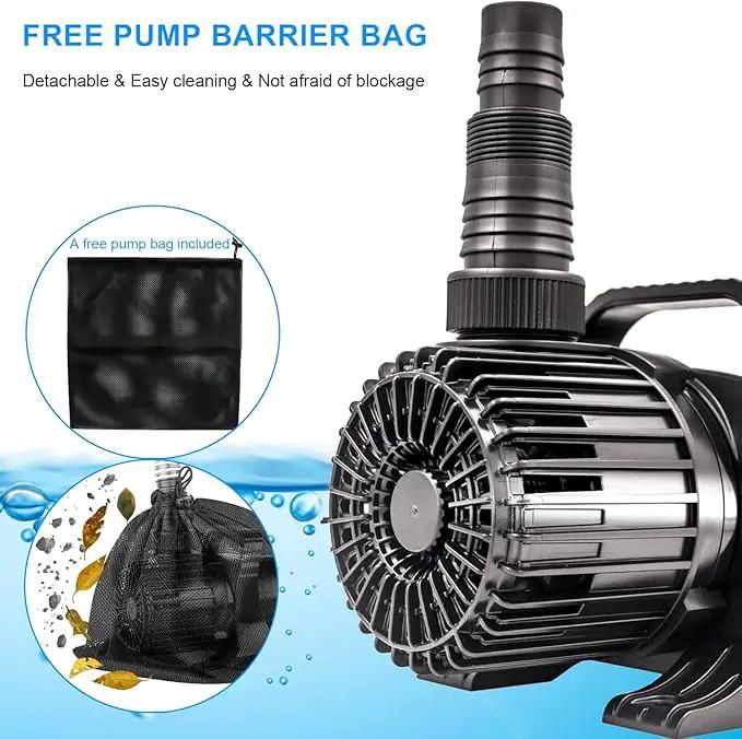 Outdoor Large 4700gph-250W 32.8FT Pond Water-fall & Kio Fish Fountain-s &Garden Pump Submersible IPX8: Long 32.8FT Cord Smart-er & Quieter Duck & Yard& Patio Ponds Pumps, 1 Barrier Pump Bag by GreenHaven Gardens