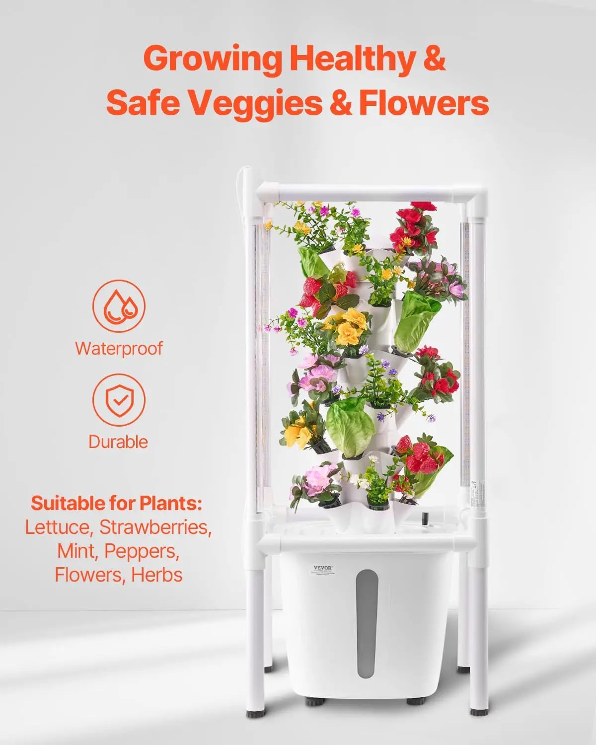 VEVOR Hydroponic Growing System with Grow Light, 30 Pods Vertical 6 Tiers Hydroponic Tower, Home Hydronic Garden with Water Pump, Plants Germination Kit for Indoor Herbs, Fruits and Vegetables by GreenHaven Gardens