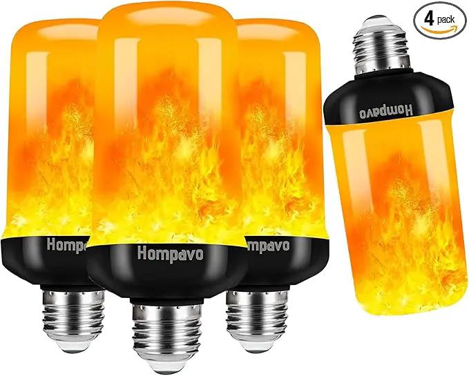 Hompavo 【Upgraded】 LED Flame Light Bulbs, 4 Modes Flickering Light Bulbs with Upside Down Effect, E26/E27 Flame Bulb for Halloween, Christmas, Party, Indoor and Outdoor Home Decoration (4 Pack) by GreenHaven Gardens