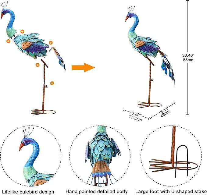 Nacome Metal Peacock Statues for Garden Decor: Outdoor Sculptures Clearance Lawn Ornaments for Patio Balcony Front Backyard - Unique Gifts for Grandma Mom by GreenHaven Gardens