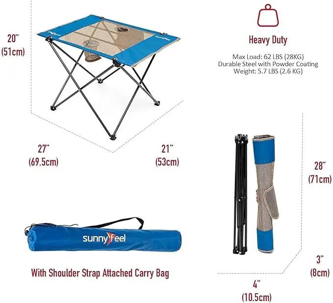 SUNNYFEEL Outdoor Folding Table | Lightweight Mesh Compact Camping Table, Roll Up Top 2 People Portable Camp Tables with Carry Bag for Picnic/Cooking/Beach/Travel/BBQ by GreenHaven Gardens