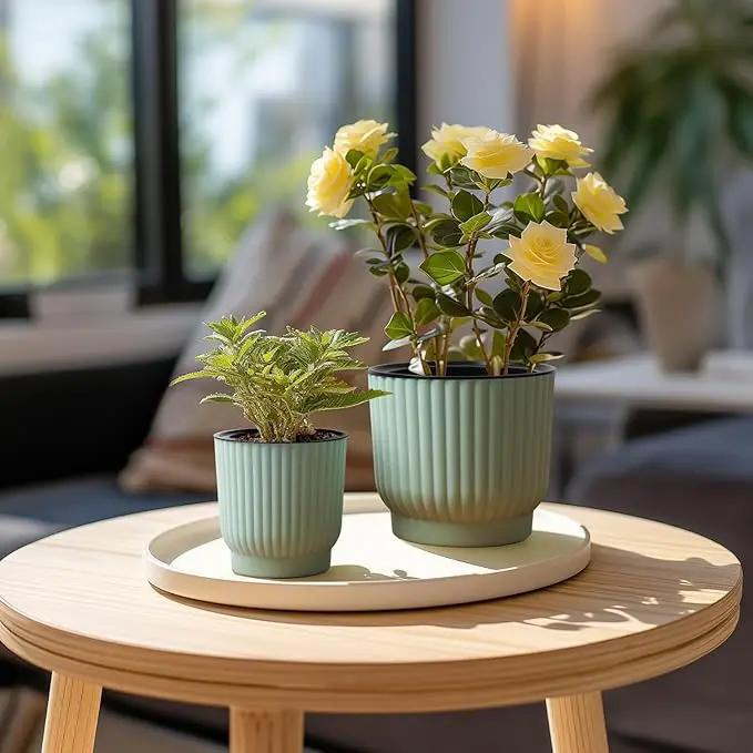 T4U African Violet Pots, 4 Inch Self Watering Pots for Indoor Plants, 6 Pack Small Planters, Durable Mint Green Plastic Small Pots for Indoor Plants, Flower by GreenHaven Gardens