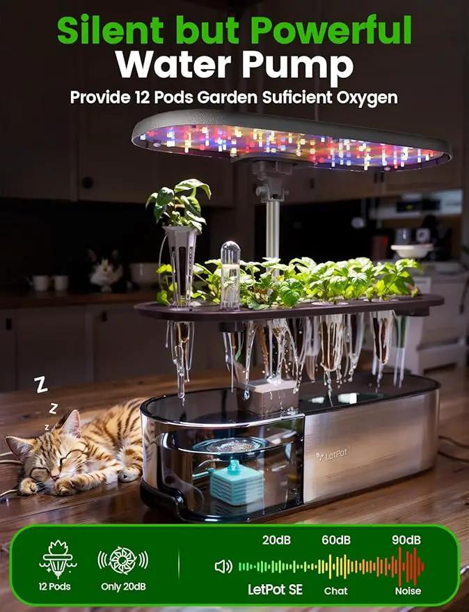 LetPot LPH-SE Hydroponics Growing System, 12 Pods Smart Herb Garden Kit Indoor, Indoor Garden, APP & WiFi Controlled, with 24W Growing LED, 5.5L Water Tank, Pump System, Automatic Timer by GreenHaven Gardens