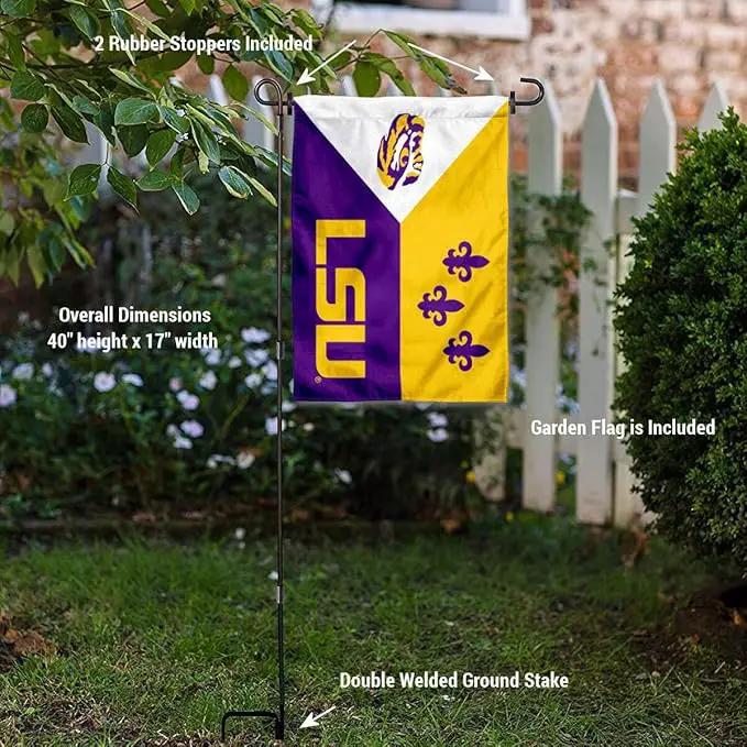 College Flags & Banners Co. Louisiana State LSU Tigers Acadian Garden Flag with Pole Stand Holder by GreenHaven Gardens