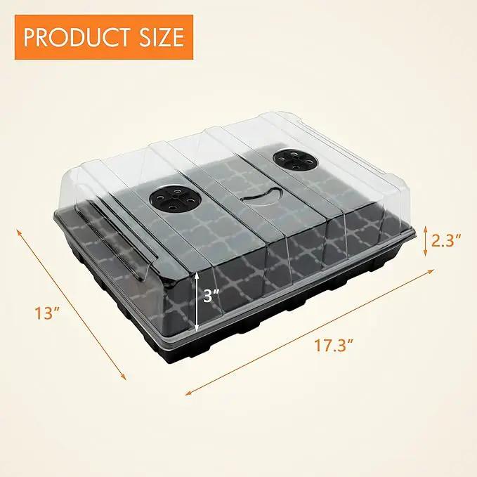 Gardzen Seed Starter Tray, 5 Pack Smiling Face Plant Germination Trays with Total 350-Cell, Seed Starter Kit with Humidity Vented Domes and Bases for Starting Vegetable Flower Herb Seeds 18" x 14" by GreenHaven Gardens