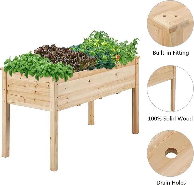 Yaheetech 1pc Raised Garden Bed 48x24x30in Elevated Wooden Horticulture Planter Box with Legs Standing Growing Bed for Gardening/Backyard/Patio/Balcony by GreenHaven Gardens