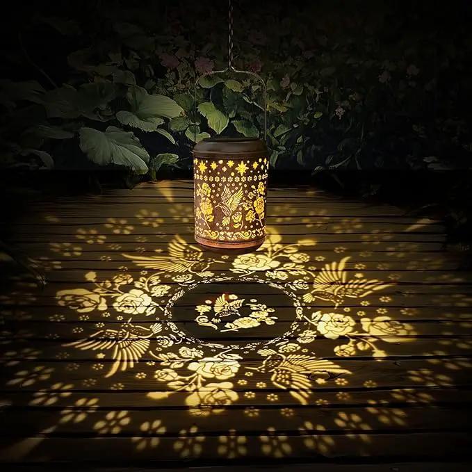 Kaixoxin 2 Pack Solar Garden Decor Metal Lantern Hummingbird Table Lamp Bronze Outdoor Dercoration Great Gift for Women Mon Grandma Hanging Lights for Patio Courtyard Garden by GreenHaven Gardens
