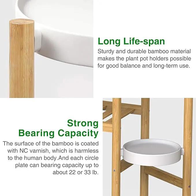 Bamboo Plant Shelf Indoor, 3 Tier Tall Corner Plant Shelves Holder & Plant Display Rack for Outdoor Garden Indoor Home by GreenHaven Gardens