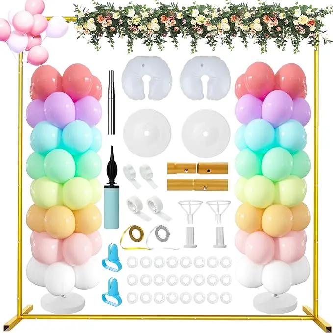 Wedding Arch Backdrop Stand 6.5FT Metal Backdrop Stand with 2 Pcs Adjustable Balloon Column Stand Gold Wedding Arch Frame for Birthday Party Graduation Baby Shower Ceremony Outdoor Supplies Décor by GreenHaven Gardens