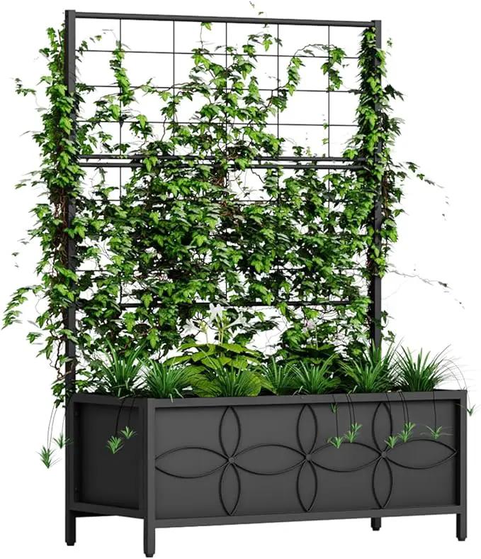 Zhongma Sturdy Raised Garden Bed with Trellis (15.75 x 35.43 x 48.8 in) for Vegetables Flower, Planter Box for Backyard Patio Balcony by GreenHaven Gardens