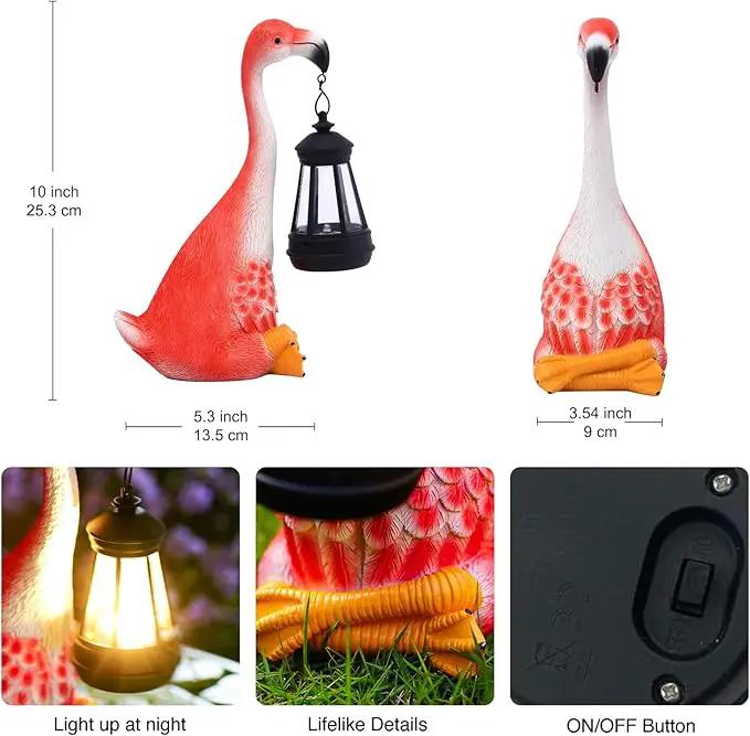 Goodeco Flamingo Statue with Solar Lantern - Artistic Pink Flamingo Decor for Outdoor Garden & Home, Flamingo Gifts for Women - Flamingo Lamp with Solar Lights Outdoor, LD602291 by GreenHaven Gardens