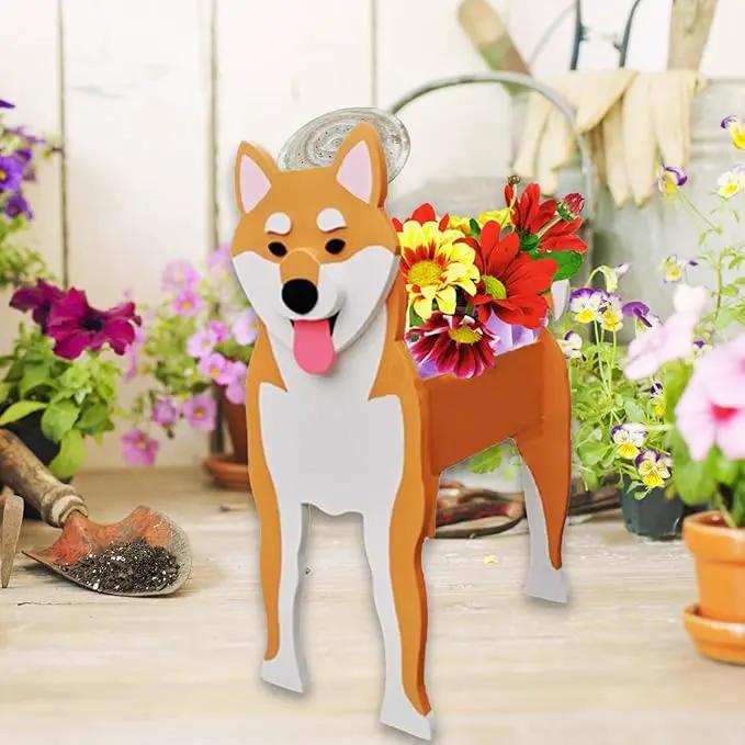 Shiba Inu Dog Planter Plant Pots,Cute Garden Dog Flower Planter,Dog Planters Birthday Gifts for Women,Office,Indoor/Outdoor Decor（9.45 * 5.71 * 12.13in） by GreenHaven Gardens