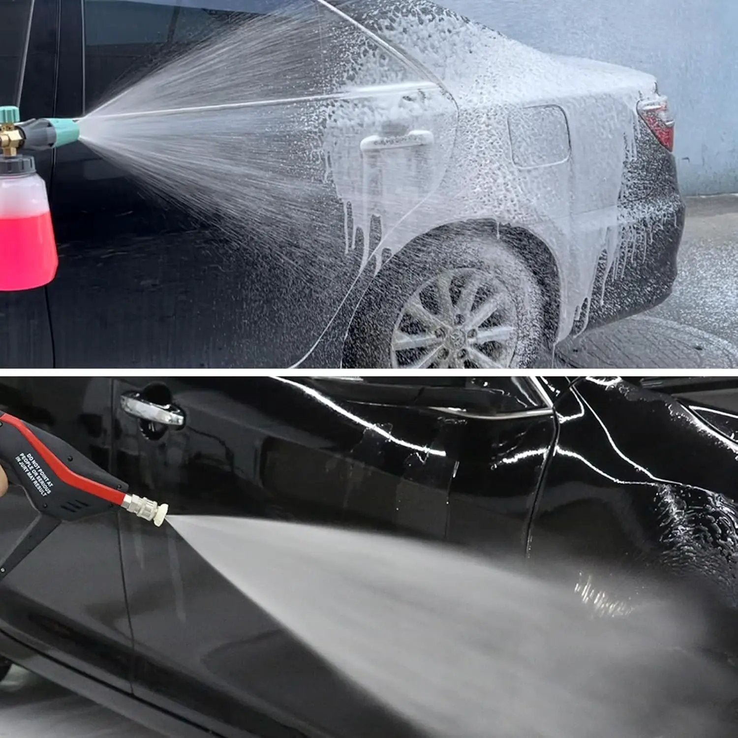 Sooprinse Pressure Washer Gun with Foam Cannon Snow Foam Lance, Short Pressure Washer Gun with Foam Cannon with 1/4 Inch Quick Connector, Power Washer Foam Blaster with Car Wash Mitt, 4000 PSI,1 Liter by GreenHaven Gardens
