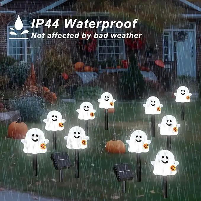Solar Halloween Ghost Pathway Lights, 10 Pack Ghost Stake Lights with Pumpkin Design, Durable Waterproof Outdoor Halloween Decoration for Garden, Walkway, and Yard (10Pcs PGhost) by GreenHaven Gardens