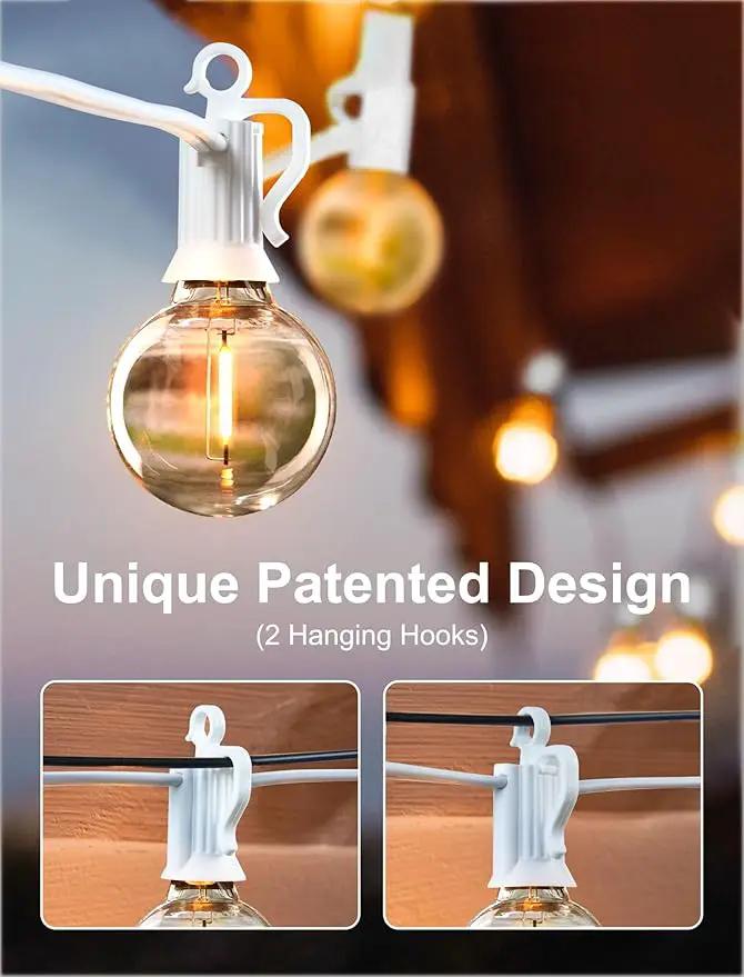 Brightown 60 Feet LED Outdoor String Lights with Shatterproof G40 Edison Bulbs, Connectable and Weatherproof Strand, Commercial Grade Patio Lights for Backyard Garden Patio Decorative, White by GreenHaven Gardens
