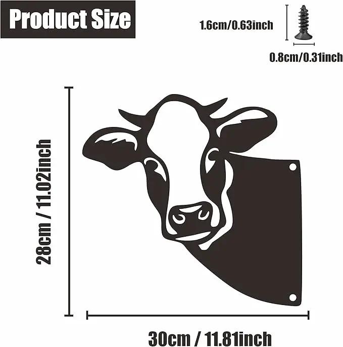 Cow Metal Art Farm Garden Decor Garden Fence Decoration Outdoor Decoration for Farmhouse Yard Lawn by GreenHaven Gardens