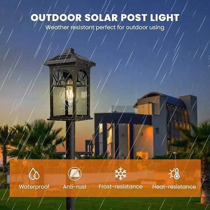 31" Solar Pathway Lights Outdoor, Black Aluminum Bollard Lighting with Remote Control - Dusk to Dawn LED Post Light, IP44 Waterproof for Lawn, Patio, Driveway & Backyard Decor (Bulb Included) by GreenHaven Gardens