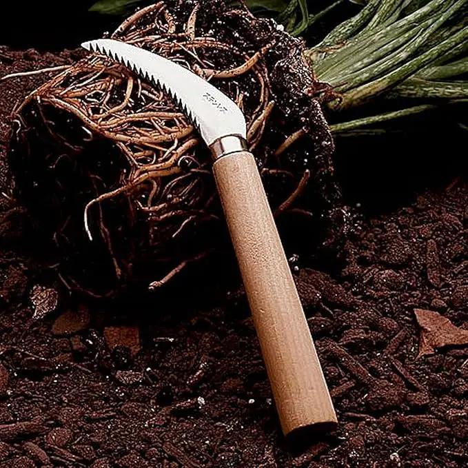 Kings County Tools Japanese Root Cutter and Weeder | 30-Degree Cutting Angle | 2-3/4" Stainless Steel Serrated Blade | Wooden Handle | 9” Length | Easy to Use Garden Tool by GreenHaven Gardens