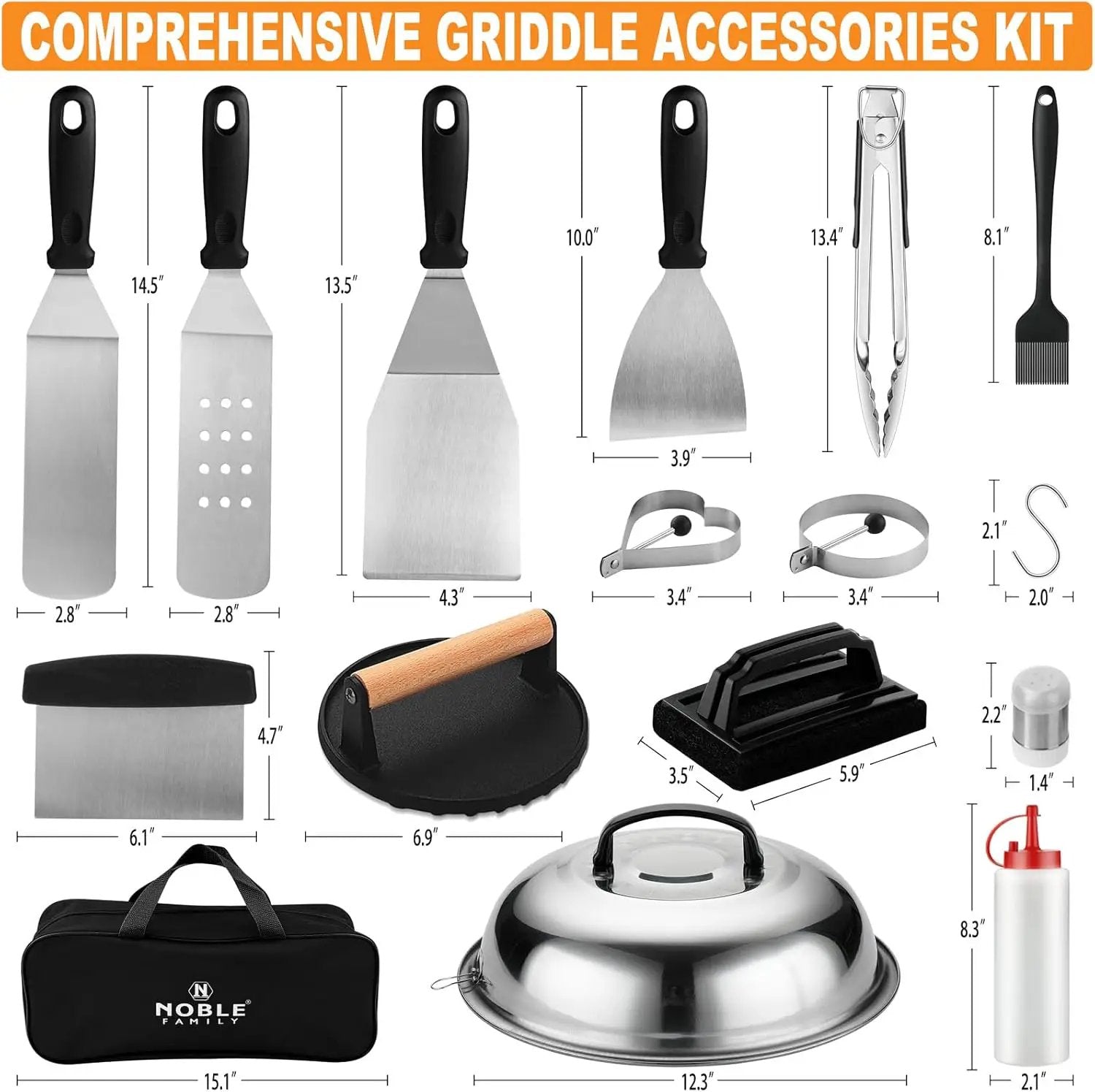 27 PCS Griddle Accessories Kit, Flat Top Grill Accessories Set for Camping, Professional Grill Spatula Set with Melting Dome, Burger Press for Outdoor BBQ Cooking by GreenHaven Gardens