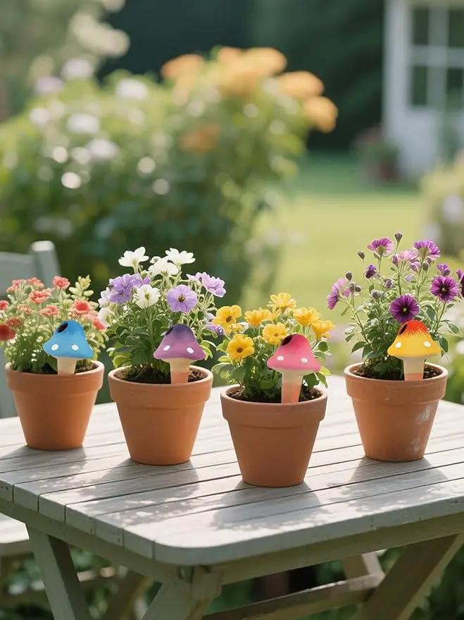 Kalolary 4Pcs Plant Watering Globes, Self Watering Spikes Terracotta Drip Water Stakes Irrigation Watering Bulbs for Pot, Indoor, Outdoor, Vacation (Gradient Mushroom) by GreenHaven Gardens