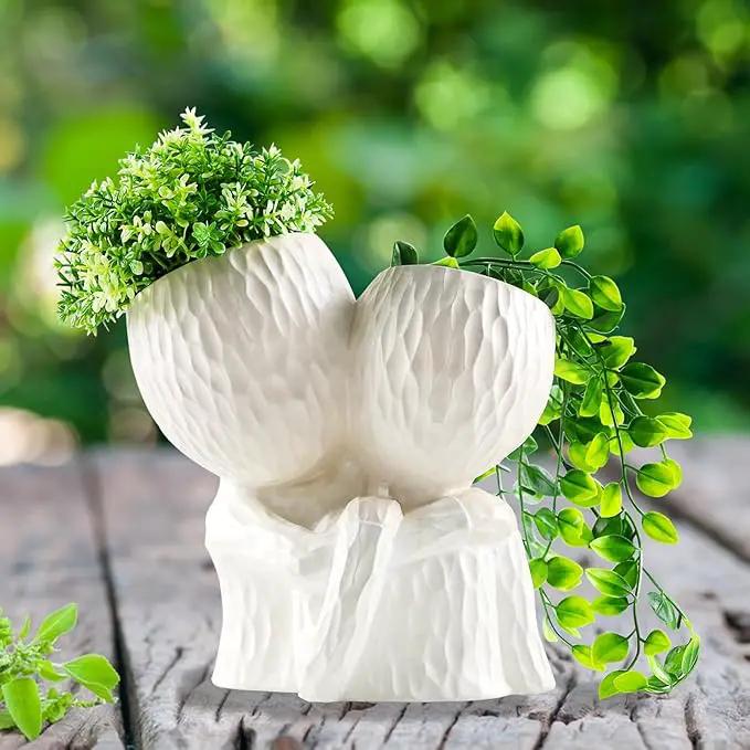 Head Planter for Indoor Plants Face Flower Pots Outdoor Plant Accessories Mug Succulent Planters with Drainage Hole Mom Hug Daughter by GreenHaven Gardens