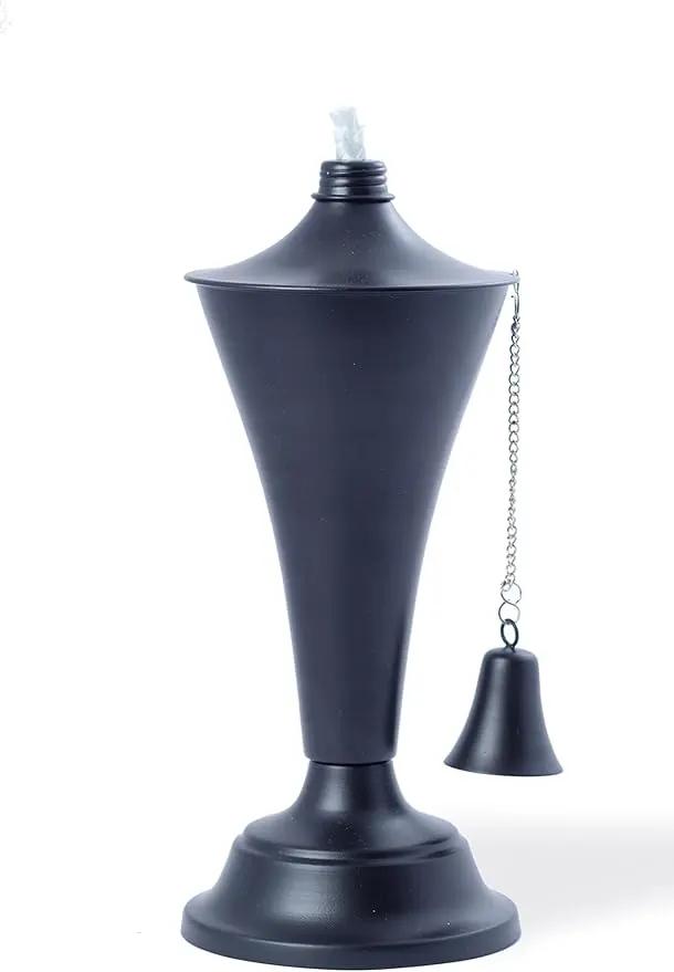 Set of 4, Oahu Premium Metal Patio Torches, 53" Tall- Tiki Style/w Snuffer, Fiberglass Wick & Large 16oz Oil Lamp for Deck, Patio, Lawn, Garden, Luau (Smooth Black) by GreenHaven Gardens