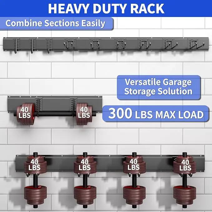 Garage Organization Tool Organizer Wall Mount, 48inch Heavy Duty Garden Tool organizer Storage System, Easy Install With 9 Adjustable Hooks, For Garage, Basement, Shed, Workshop(Black) by GreenHaven Gardens