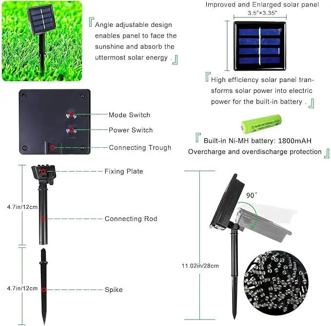 OZS 2PK 240LED 95FT Solar Sring Lights Outdoor Waterproof, Solar Christmas Lights for Outside, Green Wire Tree Electric Holiday Light with 8 Lighting Modes for Christmas Decorations(Cool White) by GreenHaven Gardens