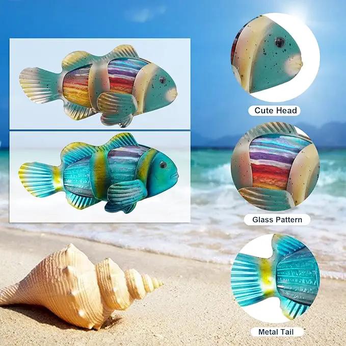 LIFFY Metal Fish Wall Decor - Outdoor Metal Wall Art - Coastal Wall Decor - Hanging Decoration for Garden, Fence, Living Room, Bedroom | Wall Art (11.8", 2 pcs) by GreenHaven Gardens