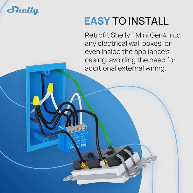 Shelly 1 Mini Gen4 | Wi-Fi, Zigbee & Matter Smart Relay Switch with Dry Contacts, 1-Channel 8A | Home Automation | Alexa, SmartThings, Google Home, Apple HomeKit Compatible | Garage Door Opener by GreenHaven Gardens