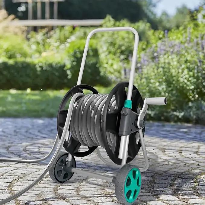 Garden Water Hose Reel Cart, Holds 100 Feet of 5/8 Inch Hose,Garden Water Pipe Holders Mobile Tools with 2 Wheels for Outside Watering by GreenHaven Gardens