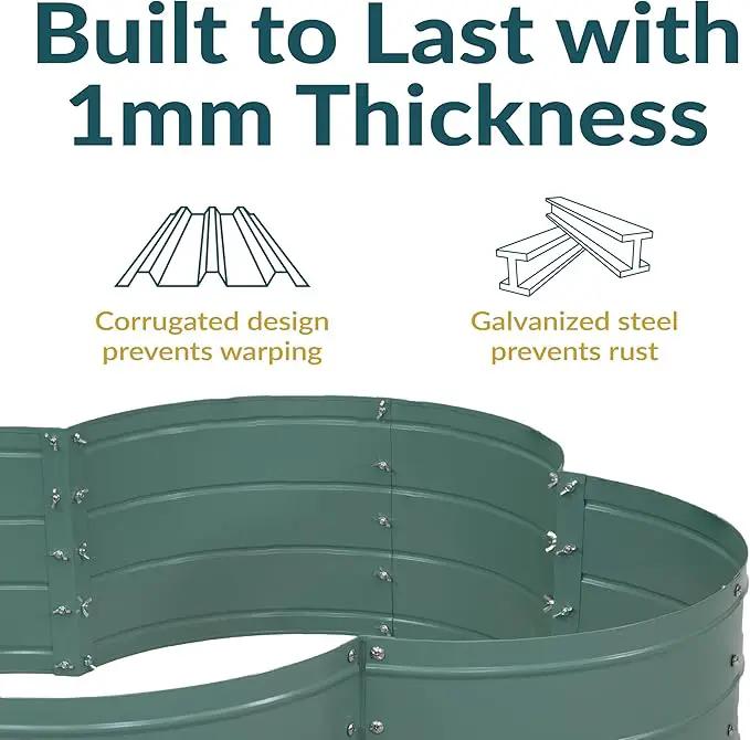 Sunnydaze Galvanized Raised Garden Bed - Metal Raised Bed for Gardening - Outdoor Planter Box for Flowers, Plants, and Vegetables - Green - 12” H Clover by GreenHaven Gardens