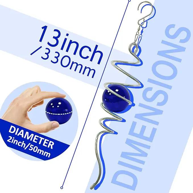 Gazing Ball Spiral Tail Wind Spinner,Decorative Wind Spinner 11inch Tail and 2 inch Glass Orb. Indoor Outdoor Wind Spinner Tail Sun Catcher Garden Decoration-13 inch Height(Dark Blue) by GreenHaven Gardens