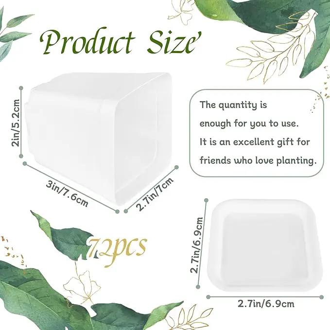 OJYUDD 72 Pcs 3 Inch White Square Plastic Pots with Saucer,White Plastic Plant Seedling Pots,Seedling Nursery Pots Indoor Outdoor for Succulents/Plant,Garden,Office and Balcony Decor by GreenHaven Gardens