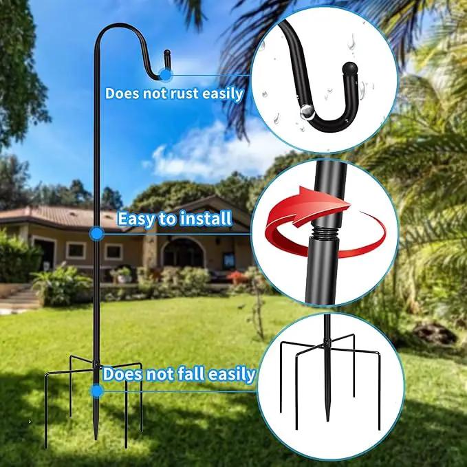JOYSEUS Shepherd Hooks 2 Pack - 48 Inches High 1/2 Inch Thick Adjustable Rust Resistant Shepards Hooks for Outdoor Solar Lights, Lanterns, Flower Basket, Bird Feeder. by GreenHaven Gardens