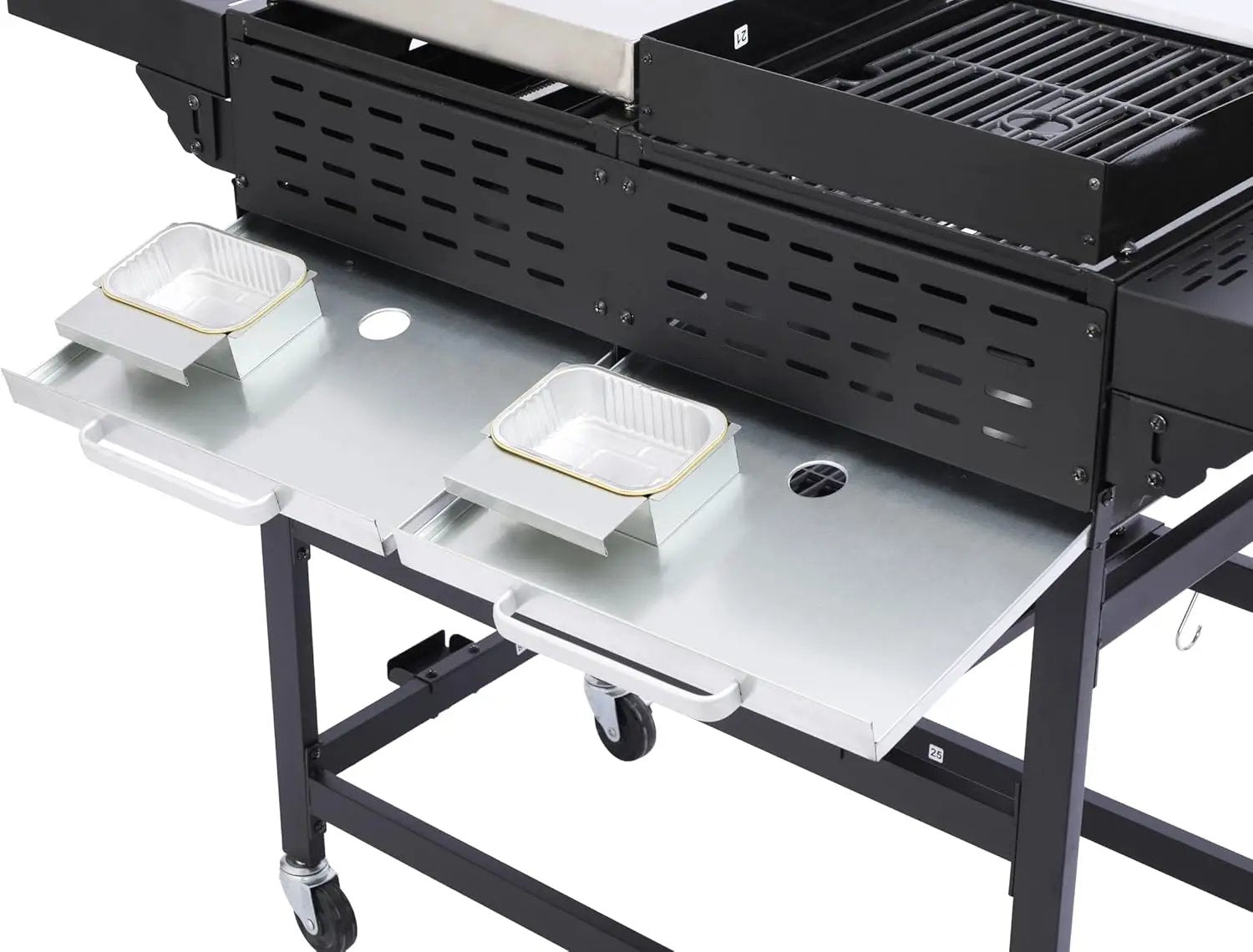 4-Burner Propane Gas BBQ Grill with SS Plancha, 38,200 BTU Output, Wire Enamel Cooking Grids, Foldable Side Table and Hanging Basket, Heavy-Duty Stainless Steel Grill by GreenHaven Gardens