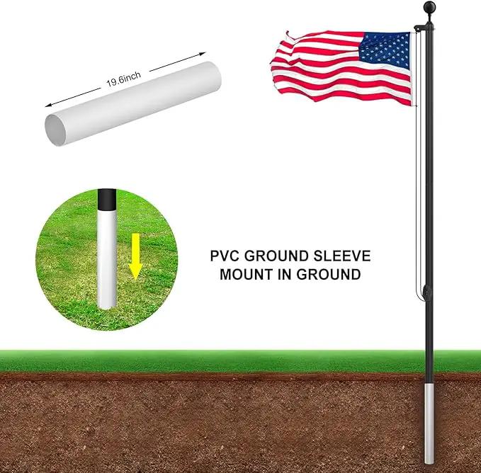 Flag Pole Kit 20FT, 12 Gauge 1.8mm Thickness Heavy Duty Flag Poles with 3x5 American Flag, Black Flag Pole for Outdoor House In Ground, Extra Thick Flagpoles Suitable for Yard and Garden by GreenHaven Gardens